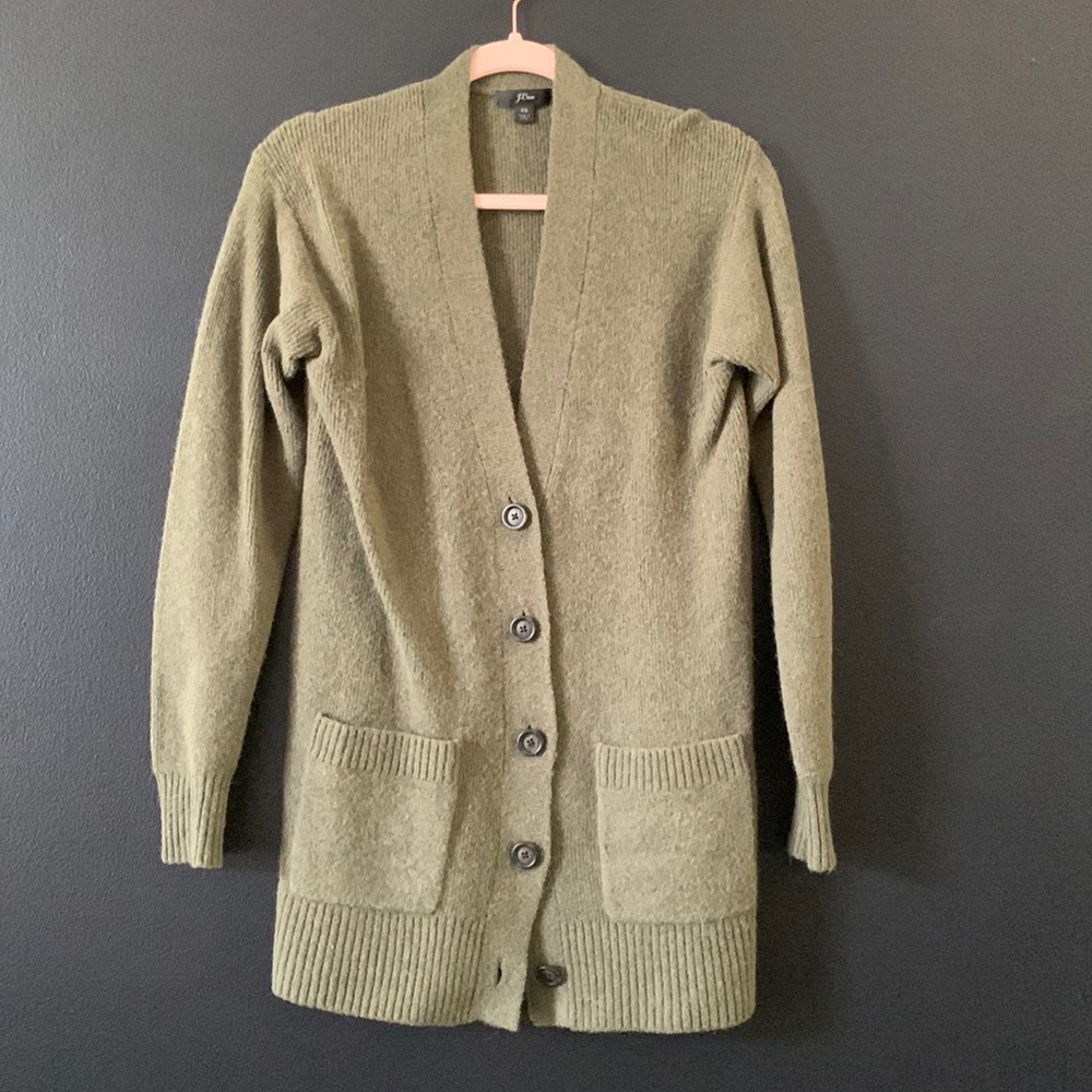 J Crew Olive Green Cardigan